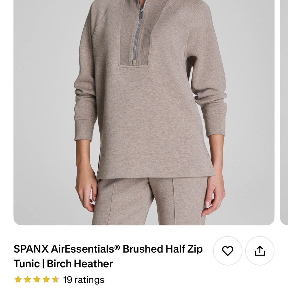SPANX Women's Beige Half Zip Sweater
